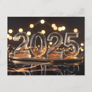 Happy New Year 2025 with Colourful text Holiday Postcard