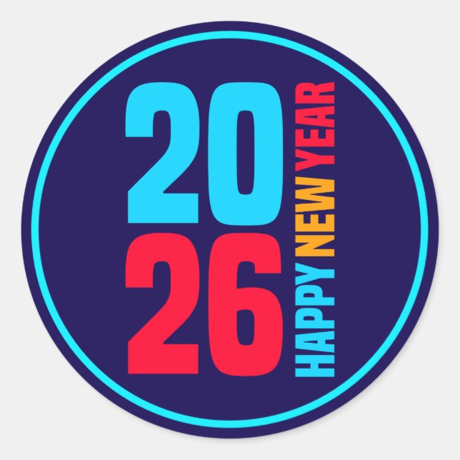 Happy New Year 2026-34568 Classic Round Sticker (Front)
