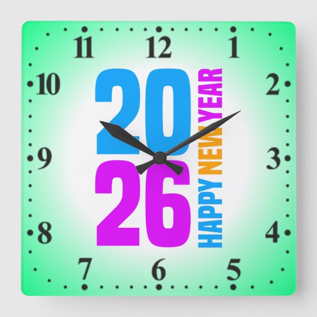 Happy New Year 2026-34568 Square Wall Clock (Front)