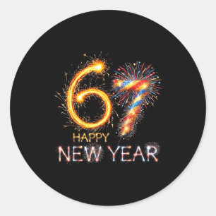 Happy New Year 2026 67th Bday Fireworks Number 67 Classic Round Sticker