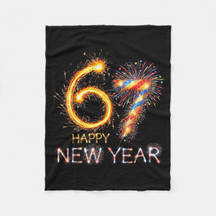 Happy New Year 2026 67th Bday Fireworks Number 67  Fleece Blanket