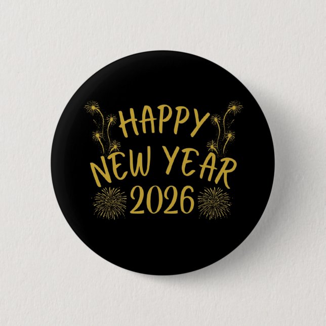 Happy New Year 2026 6 Cm Round Badge (Front)