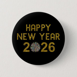 Happy New Year 2026 6 Cm Round Badge