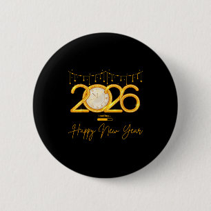 Happy New Year 2026  6 Cm Round Badge