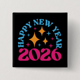Happy New Year 2026-73950 15 Cm Square Badge