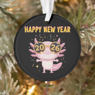 Happy New Year 2026 Axolotl Cute Party Ornament