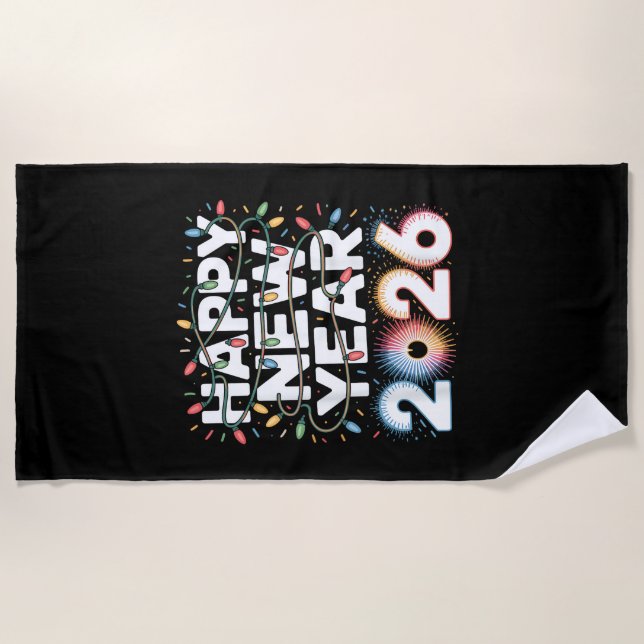 Happy New Year 2026 Beach Towel (Front)