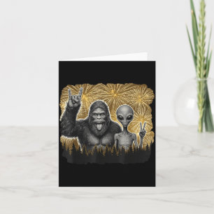 Happy New Year 2026 Bigfoot Alien Lovers New Years Card