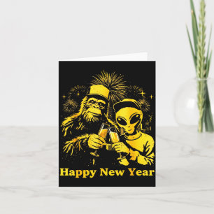Happy New Year 2026 Bigfoot Alien Lovers New Years Card