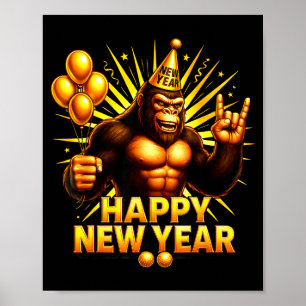 Happy New Year 2026 Bigfoot Happy New Years Eve Bo Poster