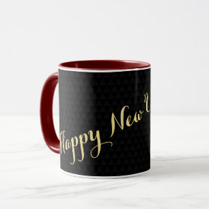 Happy New Year 2026 Black Gold Elegant Tea Coffee Mug
