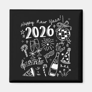 Happy New Year 2026 Bow Funny  Magnet