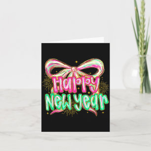 Happy New Year 2026 Brushstroke Coquette Firework Card