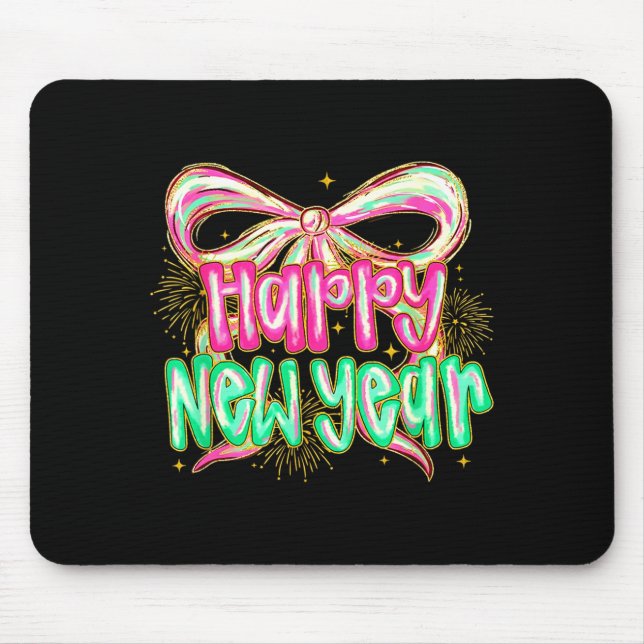 Happy New Year 2026 Brushstroke Coquette Firework  Mouse Pad (Front)