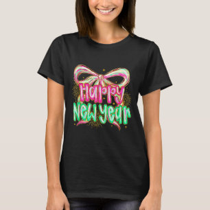 Happy New Year 2026 Brushstroke Coquette Firework  T-Shirt