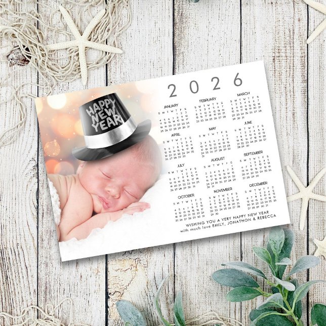 Happy New Year 2026 Calendar Custom Photo Holiday Card (Creator Uploaded)