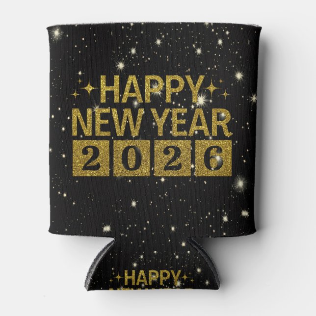 Happy New Year 2026 Can Cooler (Front)