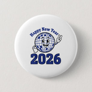 Happy New Year 2026 Celebration Design  6 Cm Round Badge