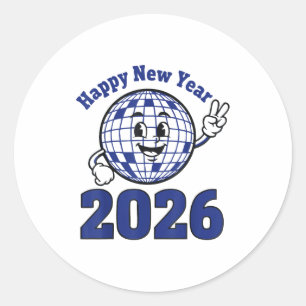 Happy New Year 2026 Celebration Design  Classic Round Sticker