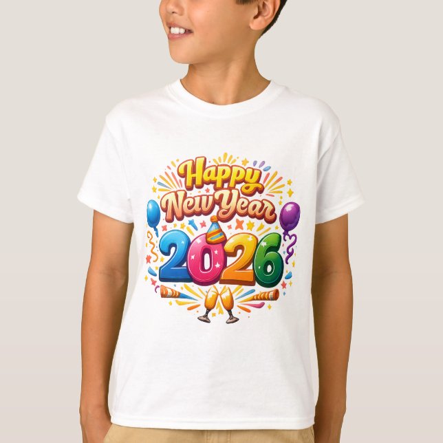 Happy New Year 2026 Celebration – Festive Firework T-Shirt (Front)