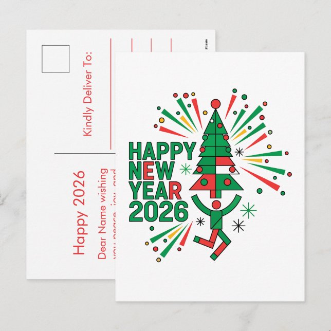 Happy New Year 2026 Celebration Holiday Postcard (Front/Back)