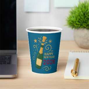 Happy New Year 2026 Champagne   8oz Paper Cup