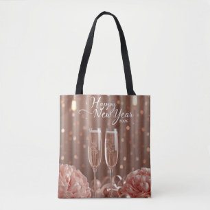 happy new year 2026 champagne elegant tote bag