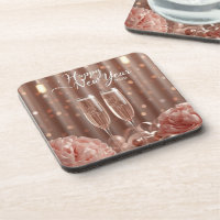 happy new year 2026 champagne sparkle coasters