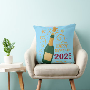 Happy New Year 2026 Champagne Throw Pillow 20"