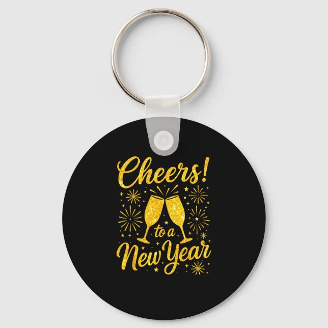 Happy New Year 2026 Cheers To A New Year Fireworks Key Ring (Front)