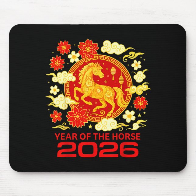 Happy New Year 2026 Chinese New Year Horse Zodiac  Mouse Pad (Front)