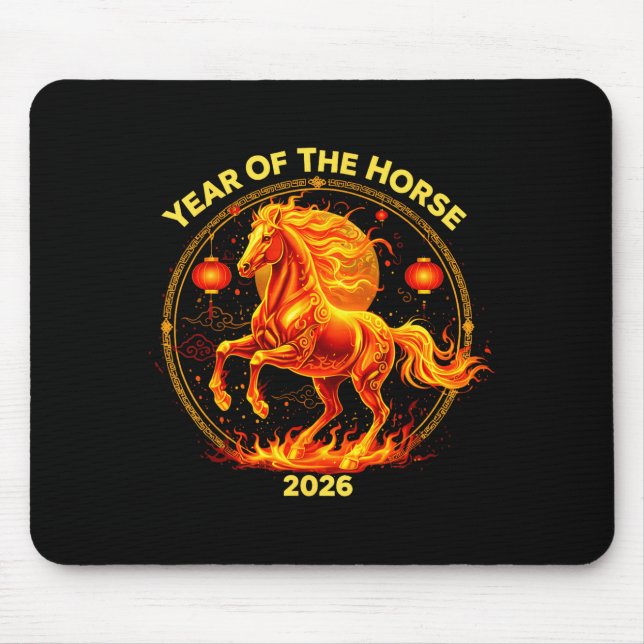 Happy New Year 2026 Chinese New Year Horse Zodiac  Mouse Pad (Front)