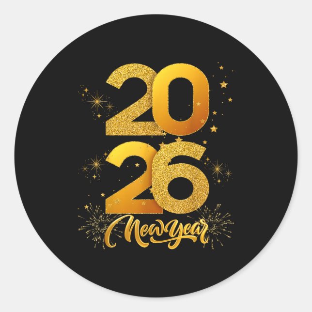 Happy New Year 2026  Classic Round Sticker (Front)