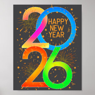 Happy New Year 2026 Color P New Year Eve's Men Wom Poster