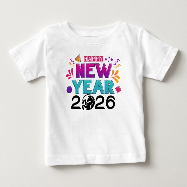 Happy New Year 2026 Colorful Celebration Tee (Front)