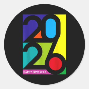 Happy New Year 2026 Colorful Funny Nye Party Match Classic Round Sticker