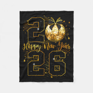 Happy New Year 2026 Coquette Bow Disco Ball New Ye Fleece Blanket