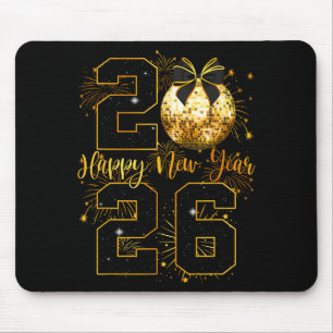 Happy New Year 2026 Coquette Bow Disco Ball New Ye Mouse Pad