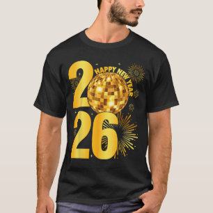 Happy New Year 2026 Coquette Bow Disco Ball New Ye T-Shirt