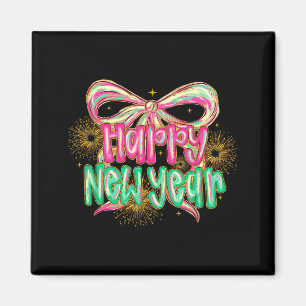 Happy New Year 2026 Coquette Bow Vintage Funny Gif Magnet