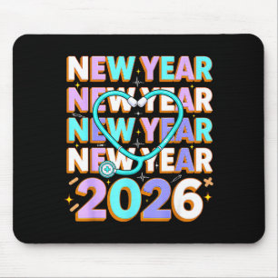 Happy New Year 2026 Coquette Bows New Years Nurse Mouse Pad