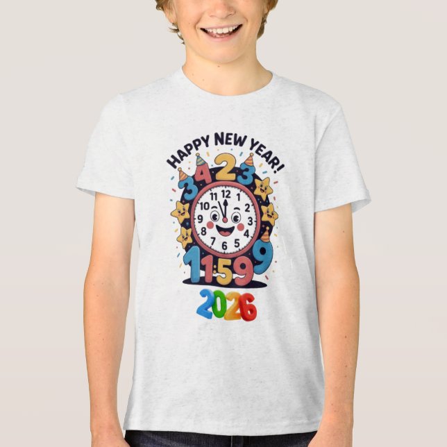 Happy New Year 2026 Countdown Clock Tri-Blend Shirt (Front)