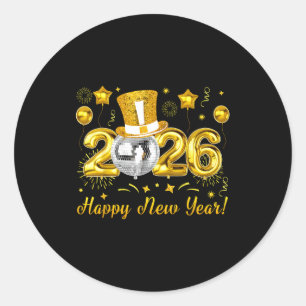 Happy New Year 2026 Countdown Party Balloons Firew Classic Round Sticker