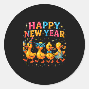 Happy New Year 2026 Cute Duck Party Gift Classic Round Sticker