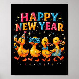 Happy New Year 2026 Cute Duck Party Gift  Poster