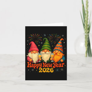 Happy New Year 2026 Cute Gnome Party Gift  Card
