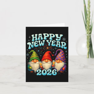 Happy New Year 2026 Cute Gnome Party Gift Card