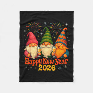Happy New Year 2026 Cute Gnome Party Gift  Fleece Blanket