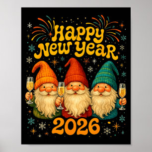 Happy New Year 2026 Cute Gnome Party Gift  Poster