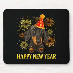Happy New Year 2026 Dachshund Fireworks New Years  Mouse Pad